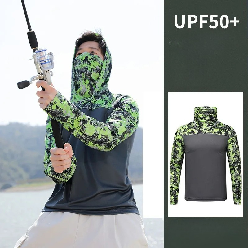 Fishing Mask Sun Protection - Maglia da Pesca con Cappuccio da
